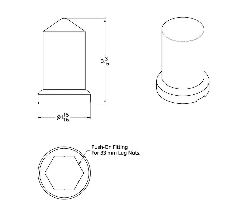 Chrome Lug Nut Covers Push-On 33mm for Toyota Tacoma (2012–2023)