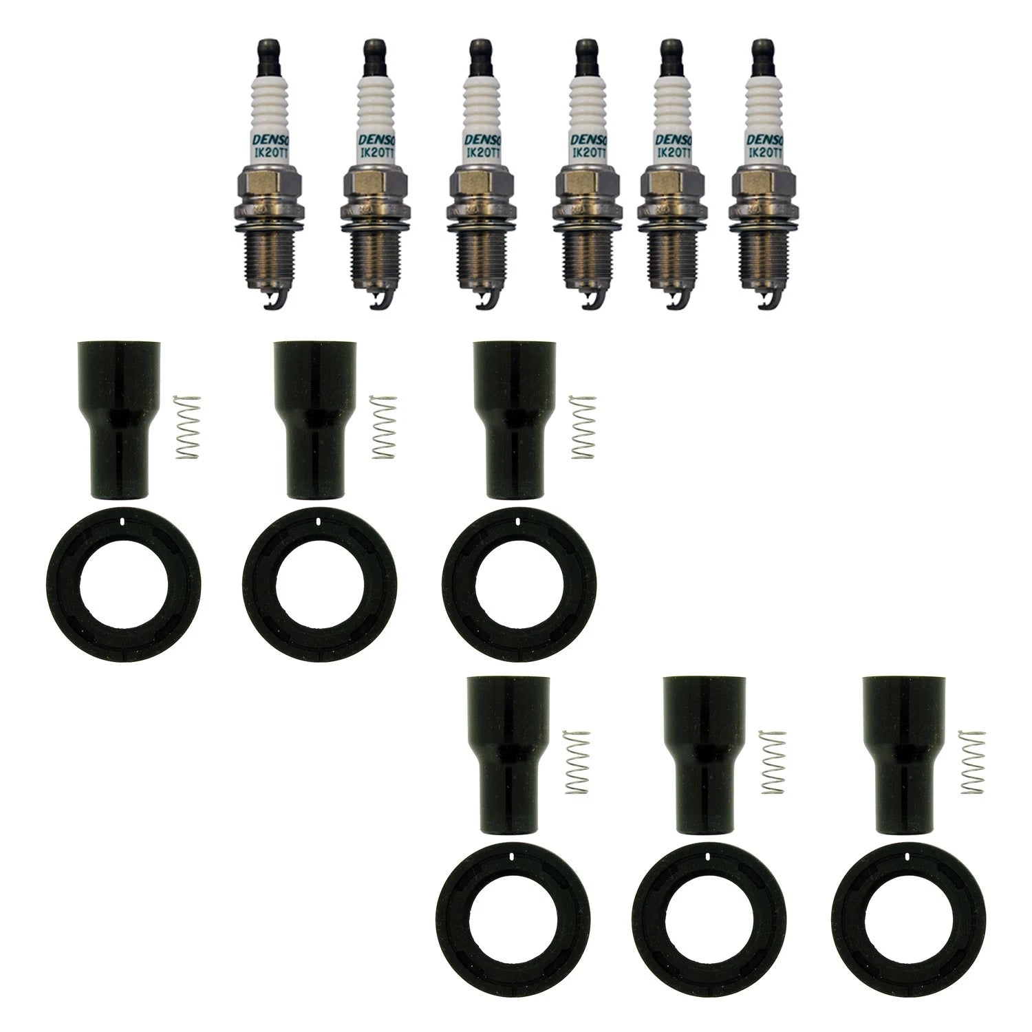 Denso 6 Iridium TT Plugs & NGK Ignition Coil Boots Kit for Avalon ES300 RX300 (1995–2004)