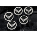 Chrome Cap Covers w/Black C-Fiber Flag Inlay for 2014-19 Corvette Z06 Automatic