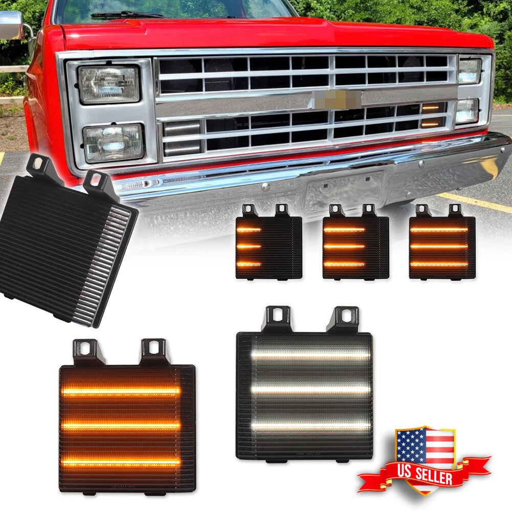 Smoke Switchback LED DRL Corner Signal Lights for Chevy GMC Pickup Truck