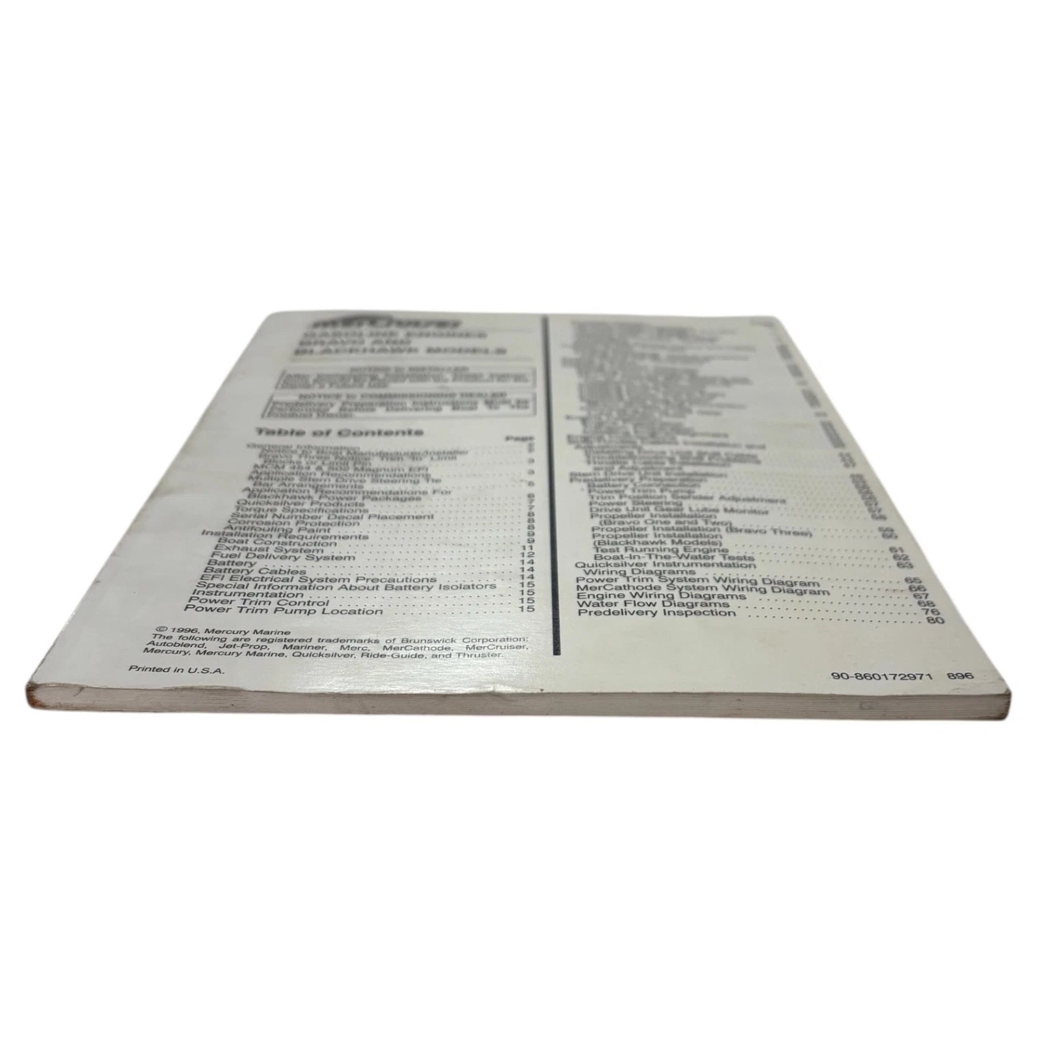 MerCruiser Installation Manual for Bravo Blackhawk Gasoline Engine (90-860172971)
