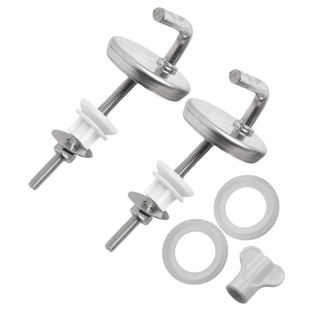 2X Stainless Steel Toilet Seat Hinges - Quick Installation, No Noise