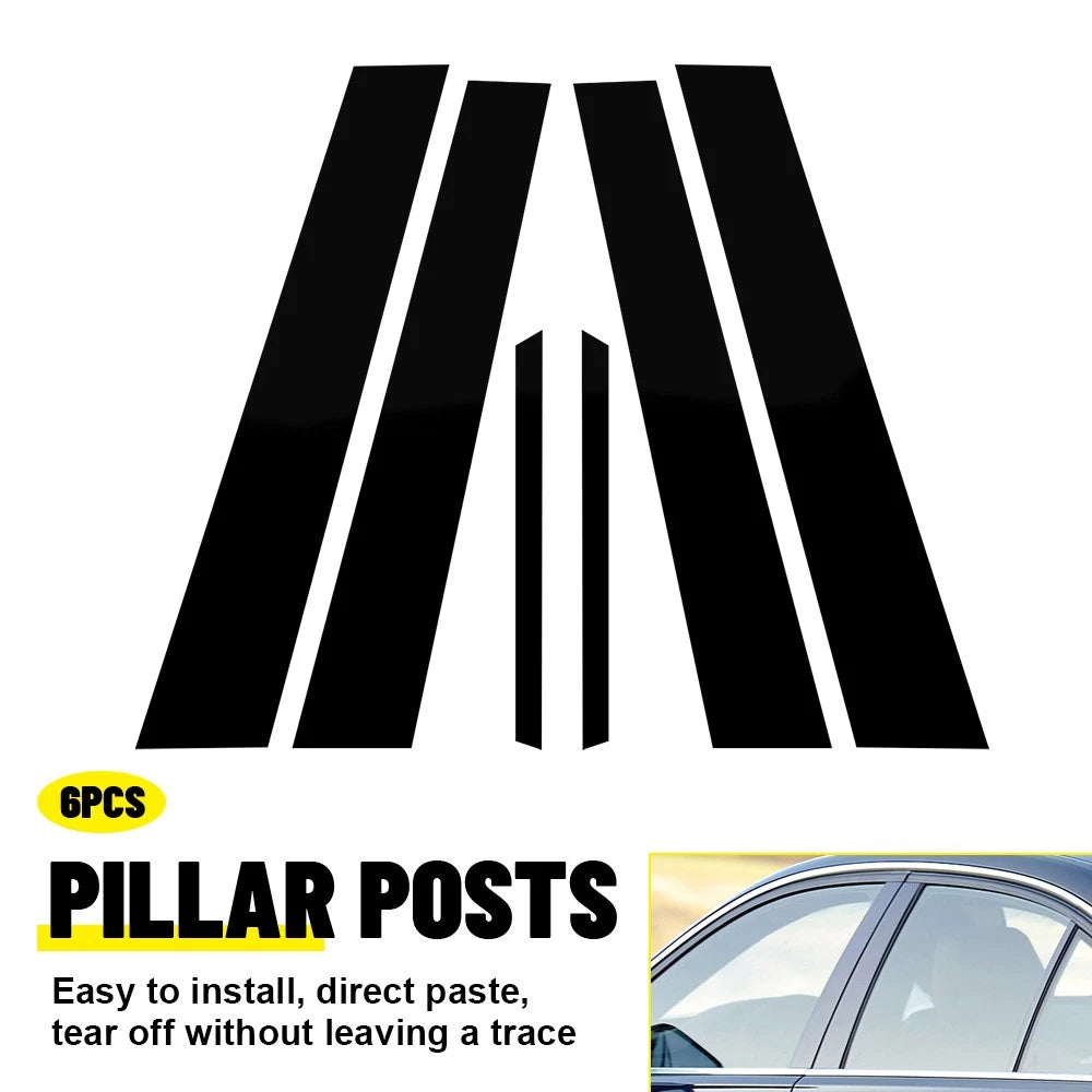 Set of 6 Gloss Black Pillar Posts for BMW 3-Series F30 (2013–2018)
