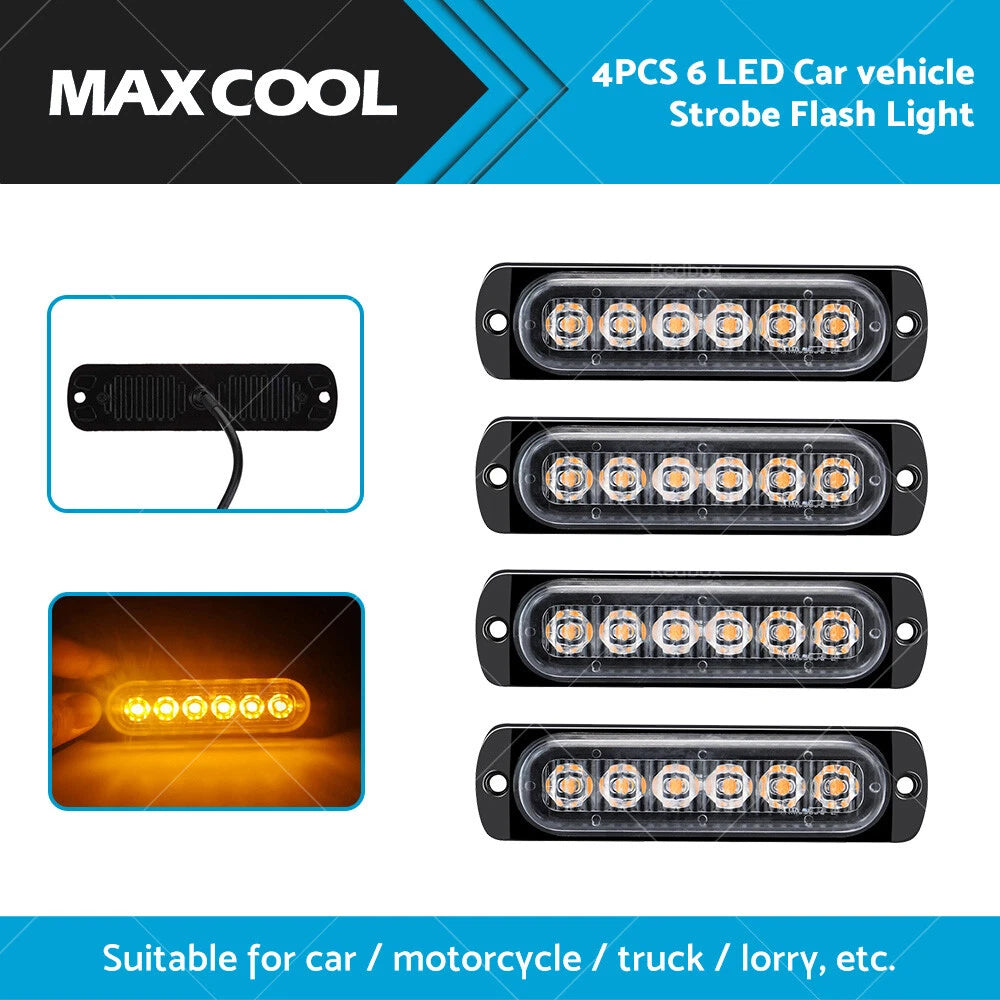 6 LED Strobe Flash Lights for Car Truck Emergency Warning (Universal)