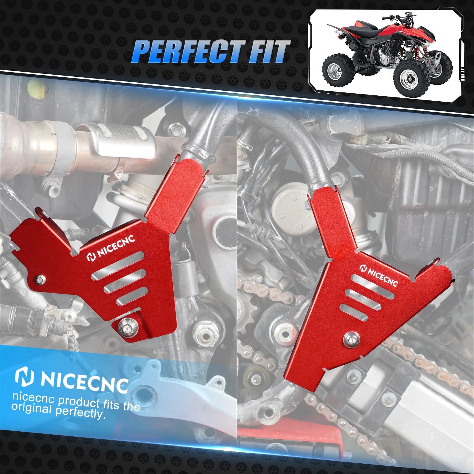 Left & Right Frame Cover Guards #50100-HP1-601ZB for Honda TRX450 ER R (2006–2009)