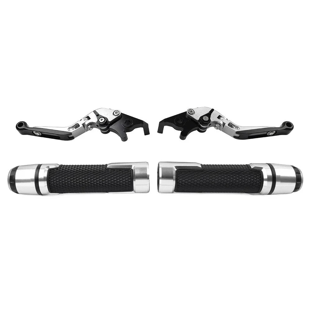 Silver Extendable Brake Clutch Levers & Handlebar Grips for BMW F900R (2020-2023)