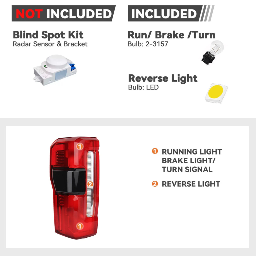 Halogen Tail Light for Ford F-250 Super Duty (2023–2025) Left + Right