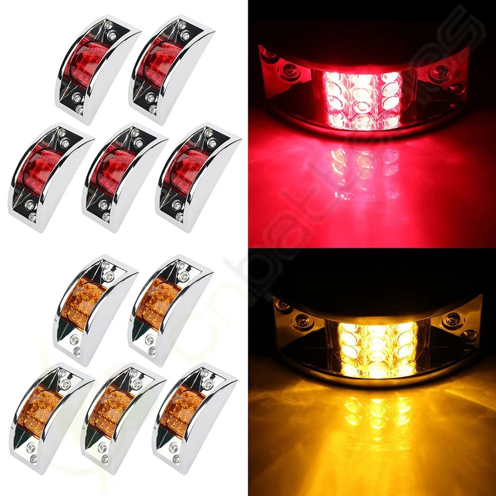 5X Yellow Side Signal Turn Lights for Pickup Lorry Truck Trailer + 5X Red