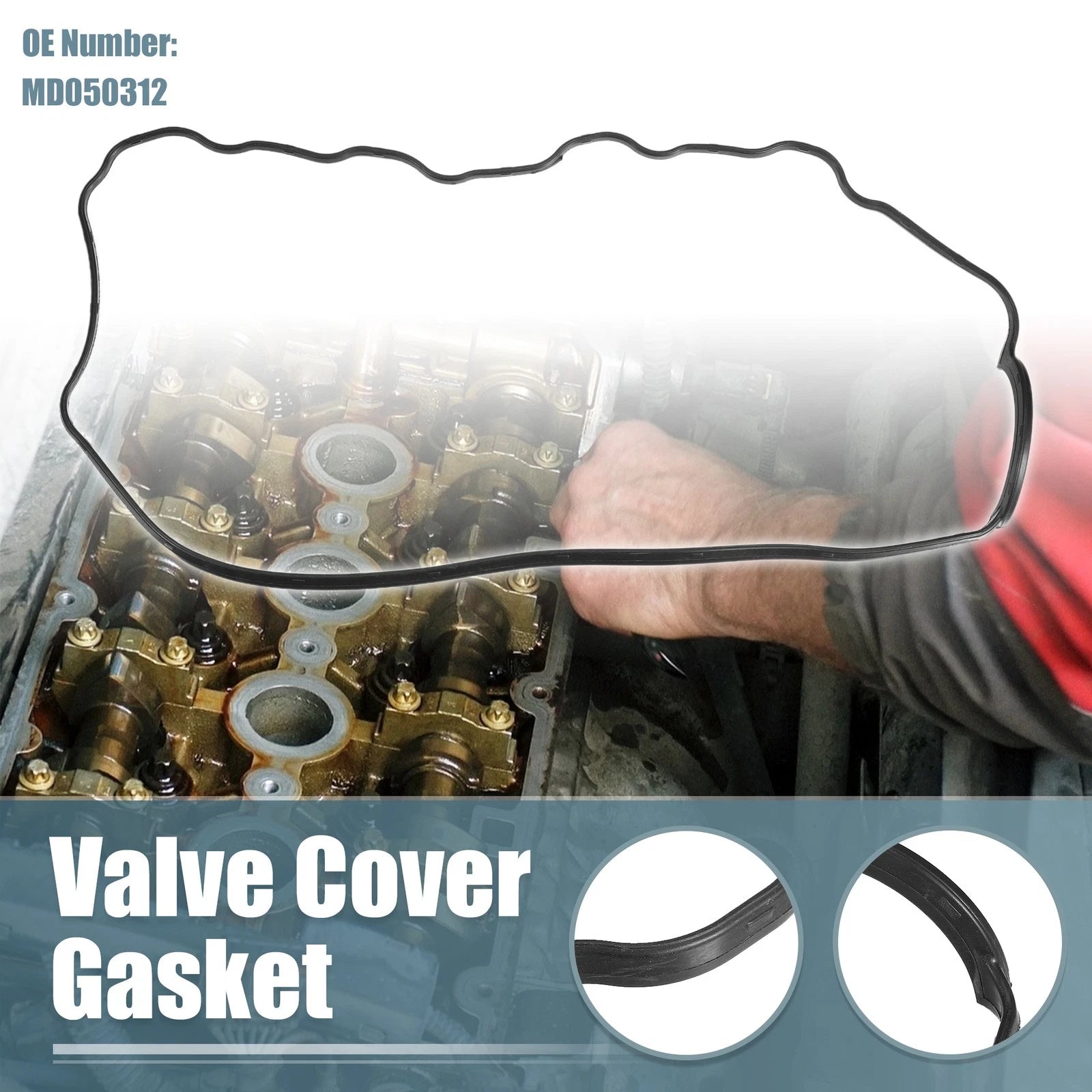 Engine Valve Cover Gaskets for Mitsubishi Mighty Max (1985) No.MD050312 Black