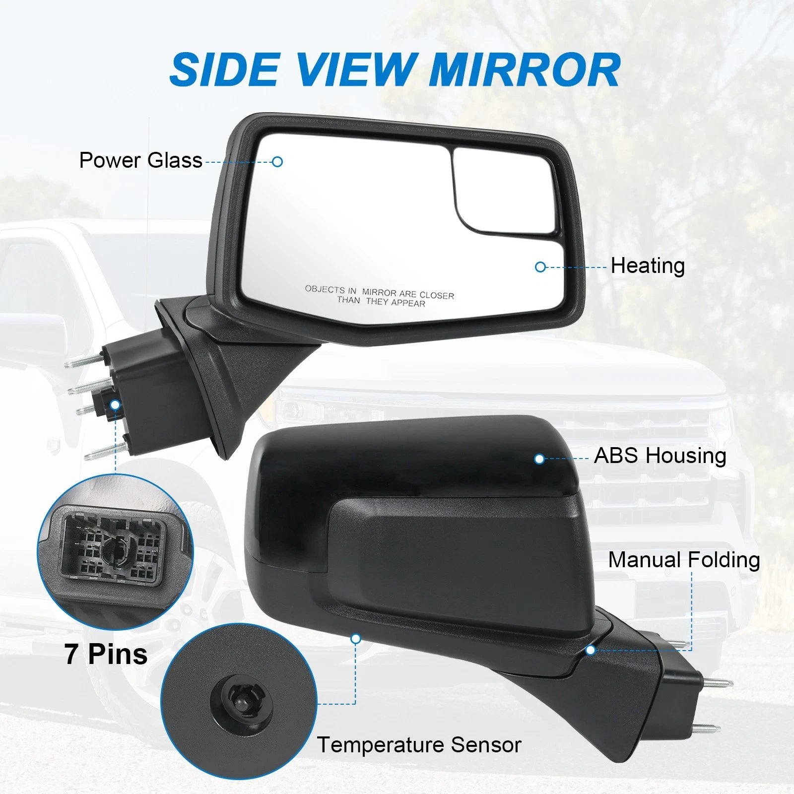 Power Heated Right Side Mirror for Chevrolet Silverado 1500 (2019-2023)
