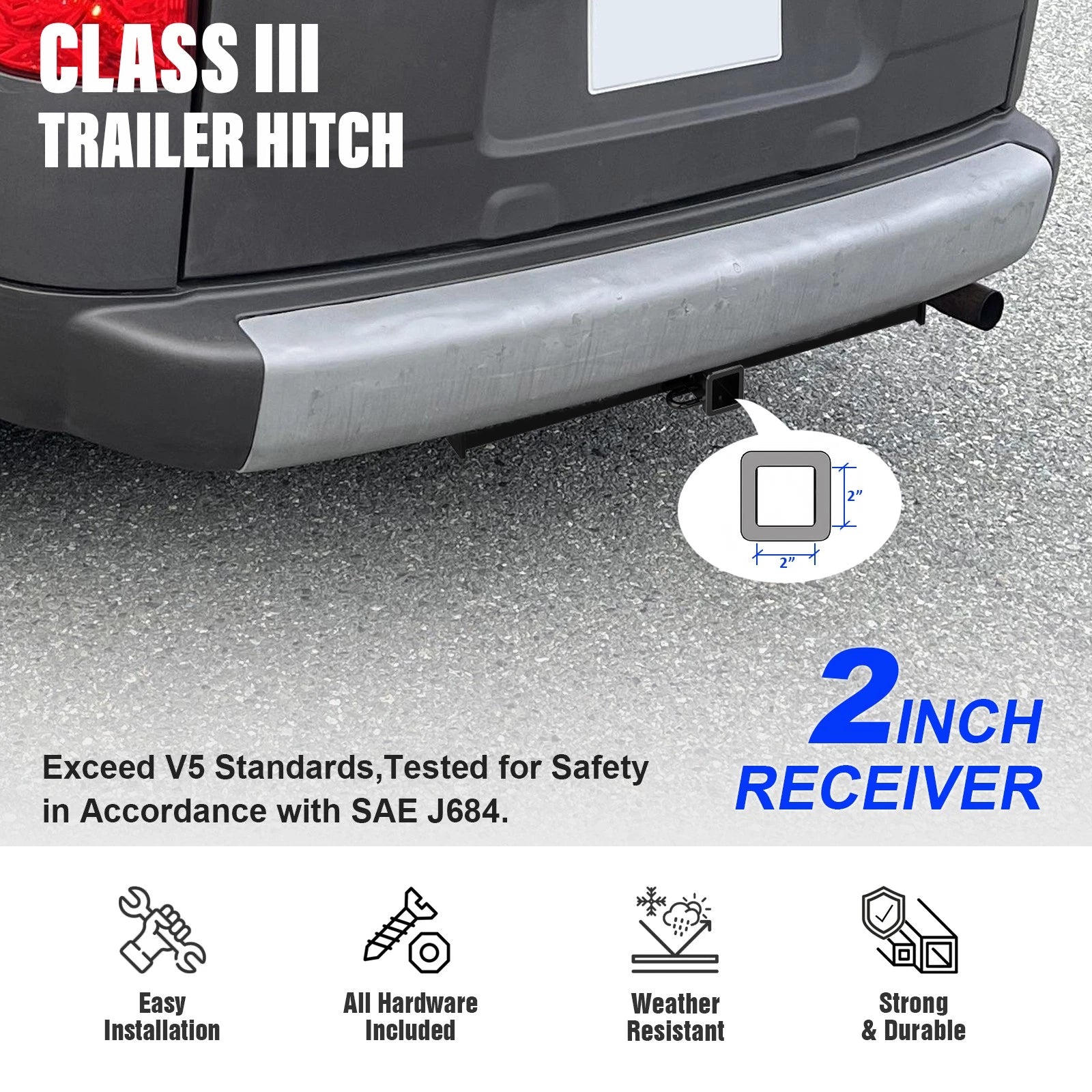Trailer Towing Hitch for Honda Element (2003-2011) 2 Inch Receiver Class 3