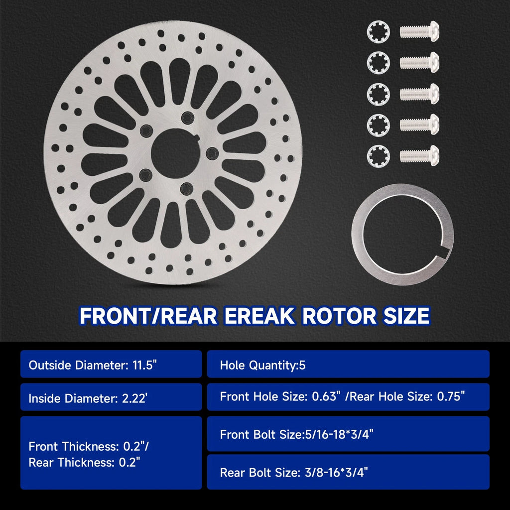 Set of 2 Front & Rear 11.5" Brake Rotors for Harley Touring (2000–2007)