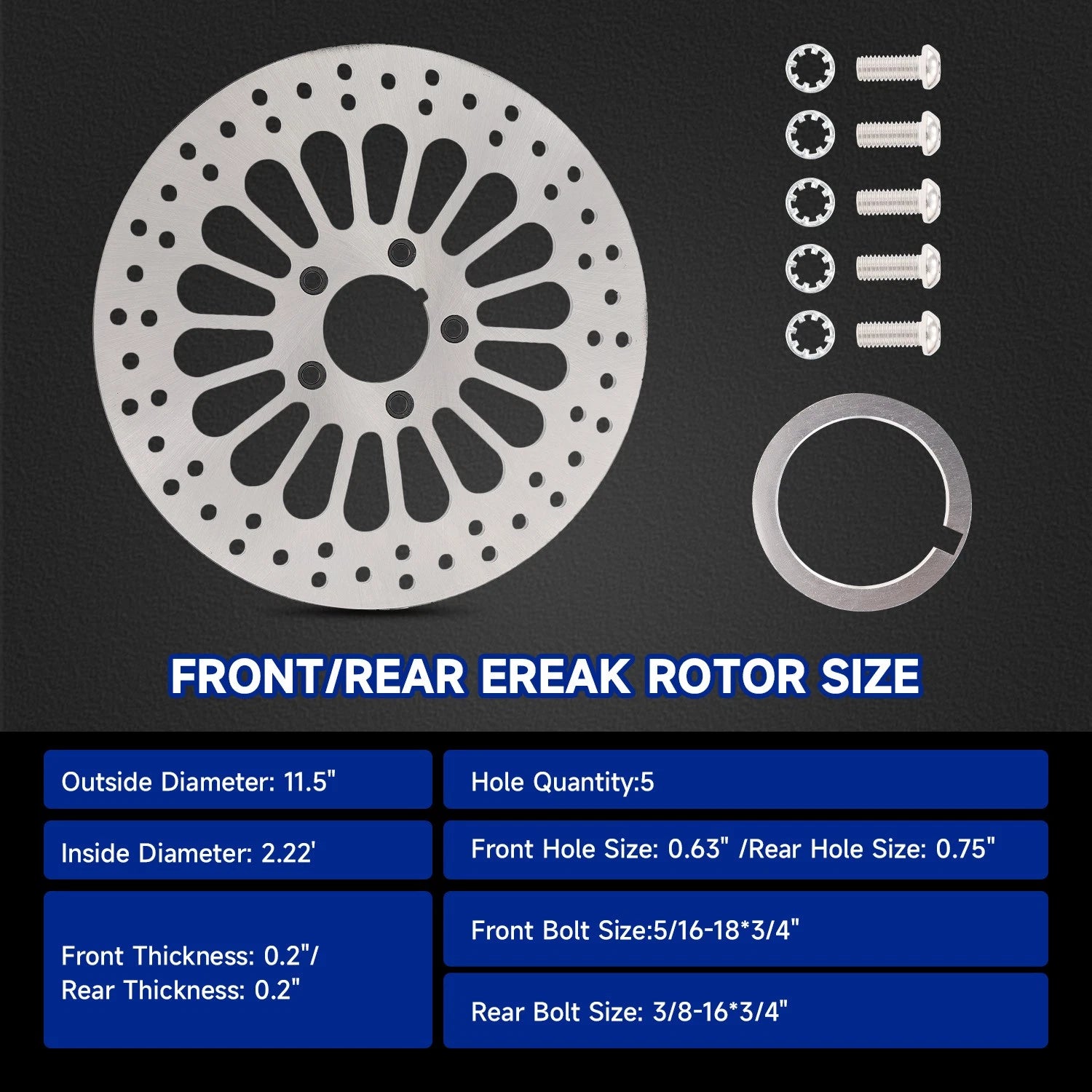 Set of 2 Front & Rear 11.5" Brake Rotors for Harley Touring (2000–2007)
