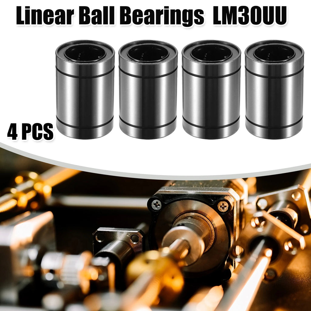 Set of 4 LM30UU Linear Ball Bearings for Cars (30mm ID, 45mm OD, 64mm Length)