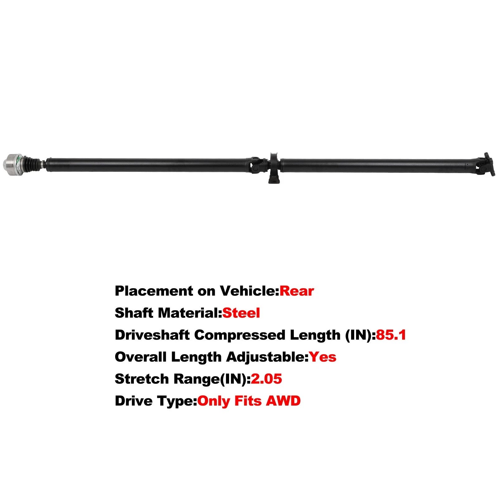 Driveshaft Assembly AWD for Chevrolet Equinox, Pontiac Torrent (2007–2009) 946-035