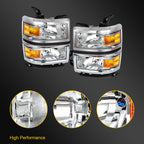Pair of Chrome Headlights for Chevy Silverado 1500 (2014–2015)