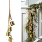 Gold Metal Vintage Cow Bells with Jute Rope for Weddings, Christmas