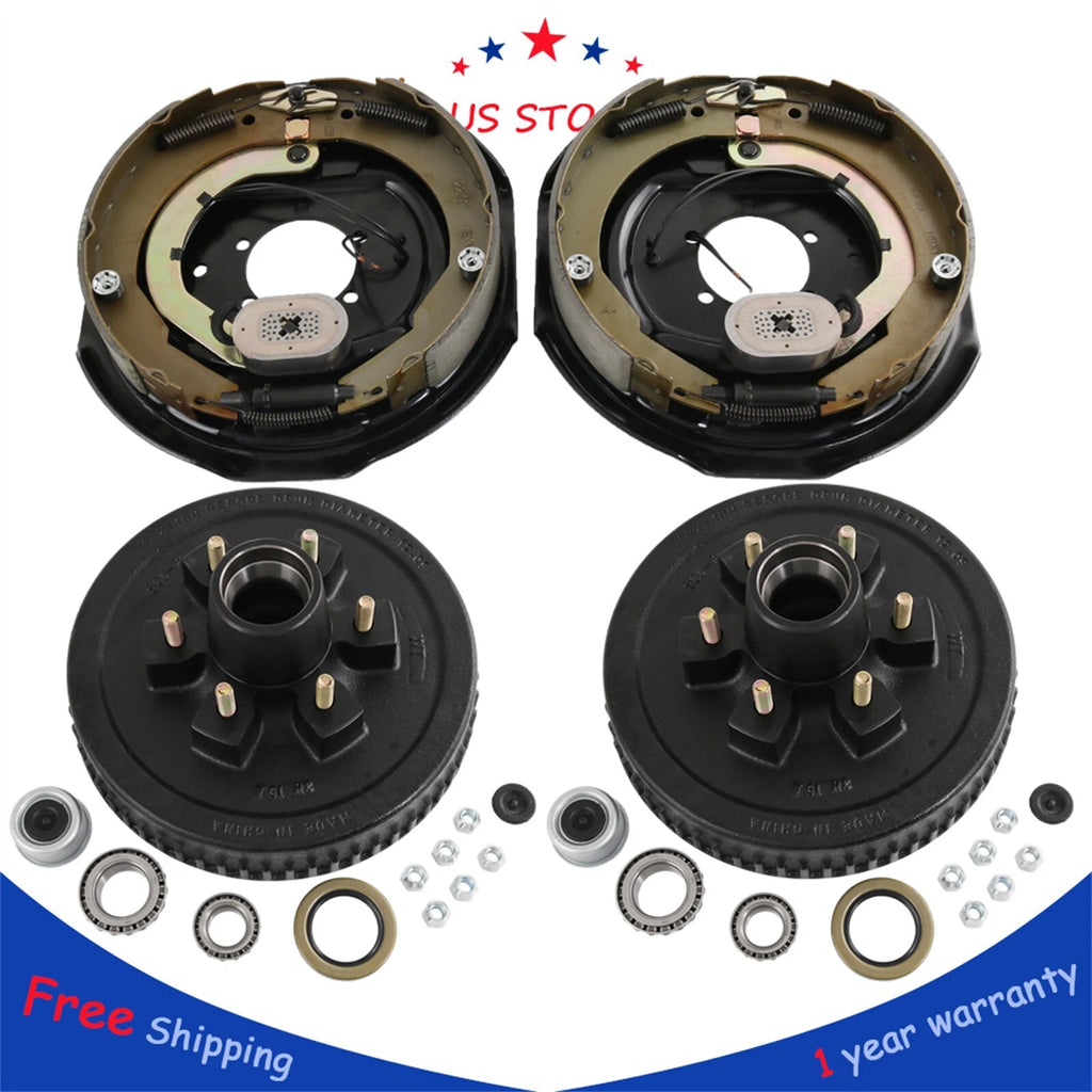 Set of 2 Trailer Hub Drum Kits with Electric Brakes for 5200-6000 lbs Axle