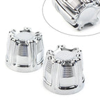 Chrome Front Cut Axle Nut Cap Covers for Harley Softail Touring Street Glide