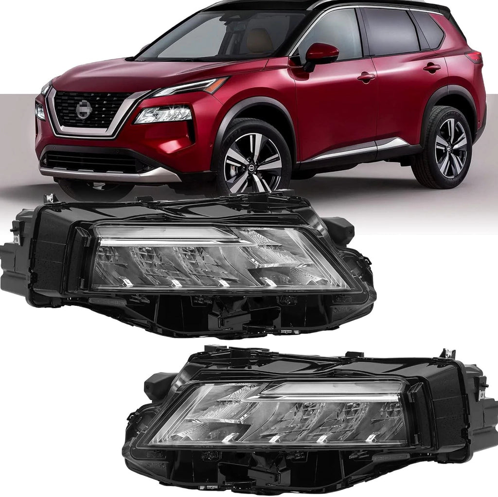 Set of 2 Chrome LED Headlights for Nissan Rogue SL/SV (2021–2023)