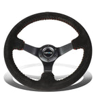 NRG 35cm 3" Deep Dish Black Suede Red Stitch Steering Wheel for Universal (2010–2023)