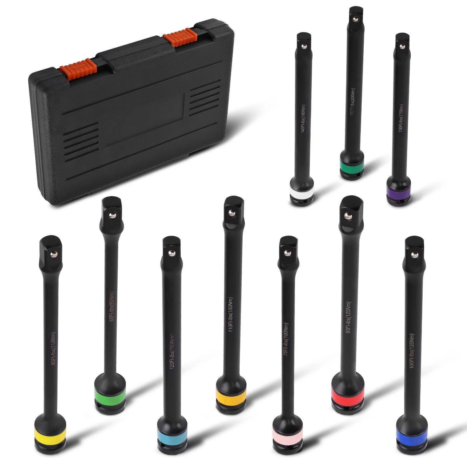 10pc Torque Limiting Extension Bar Set for Lug Nut Torque Stick (1/2")