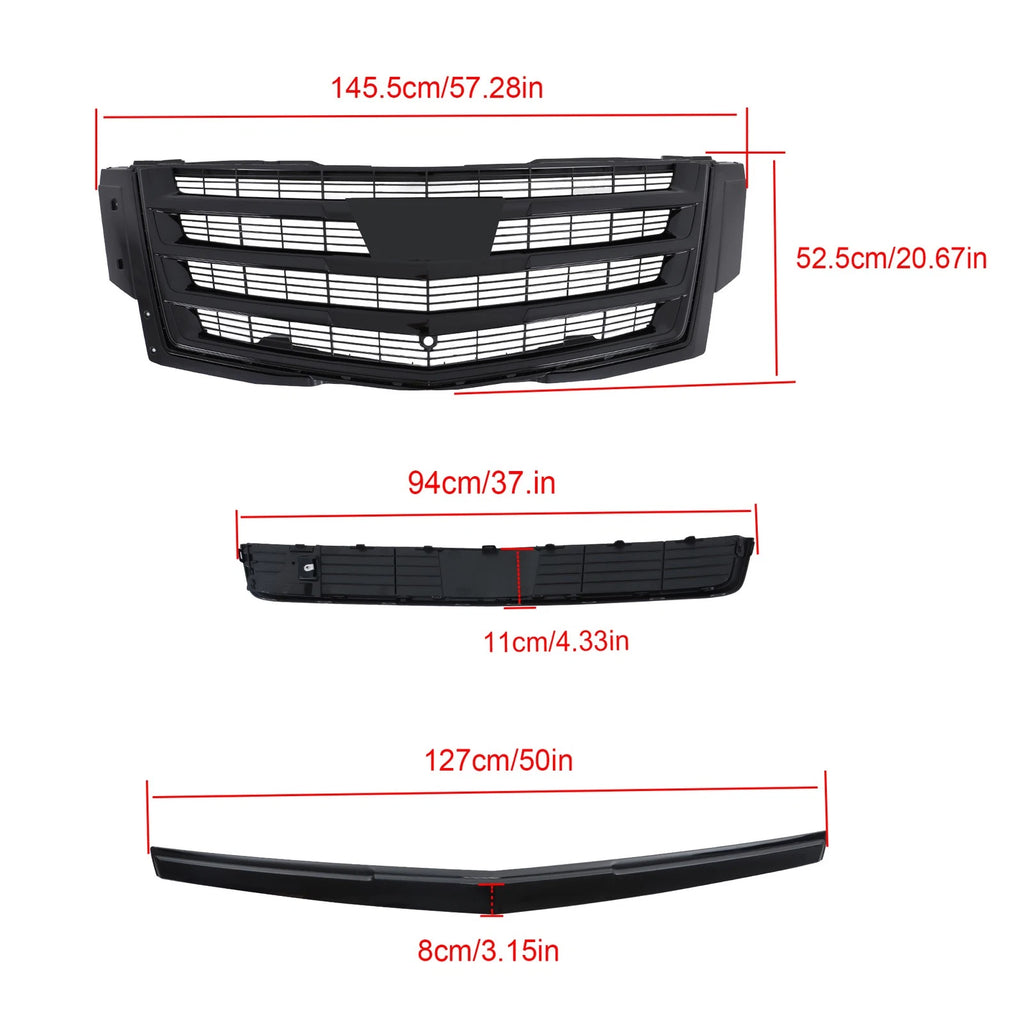 Gloss Black Front Center Mesh Grille for Cadillac Escalade (2015-2020)