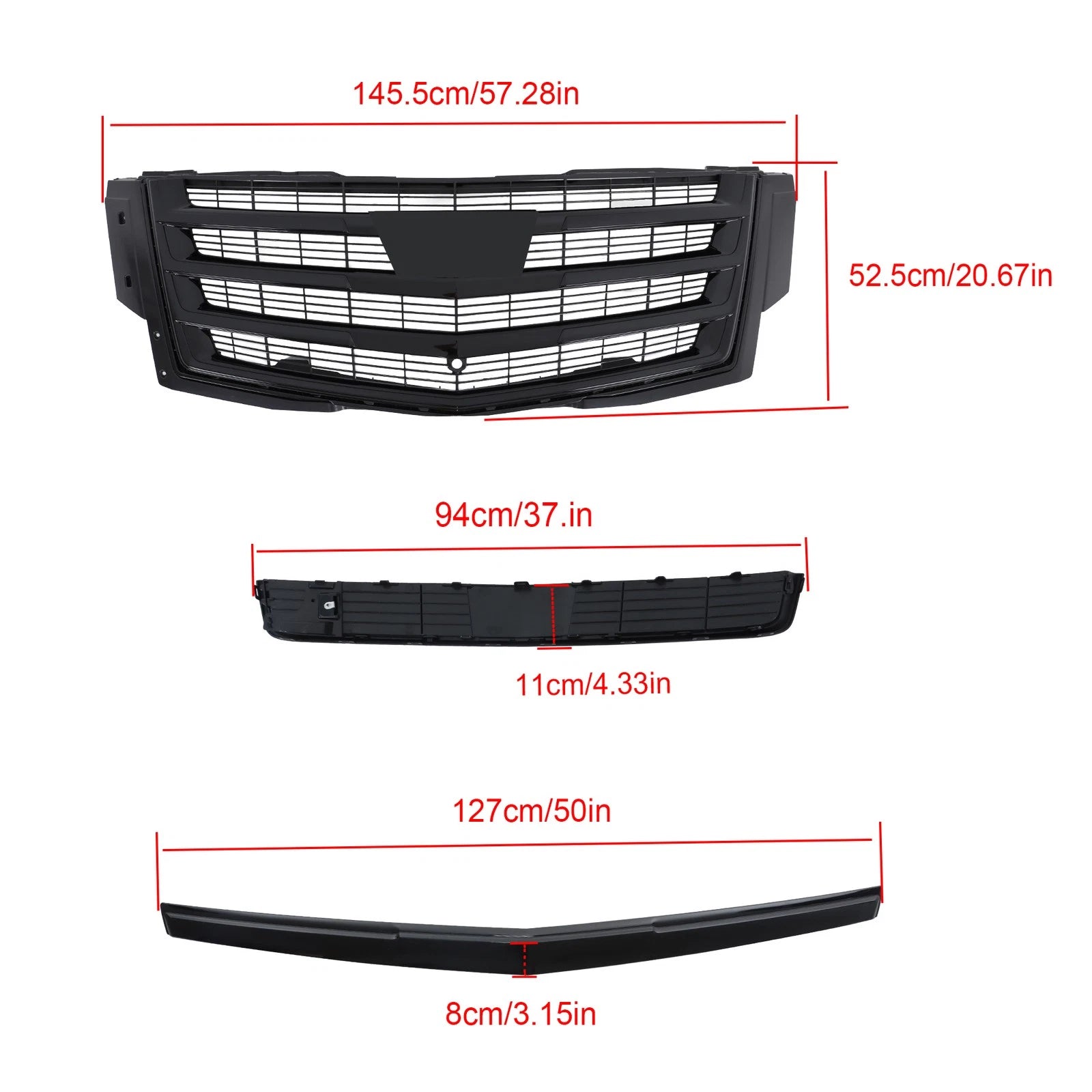 Gloss Black Front Center Mesh Grille for Cadillac Escalade (2015-2020)