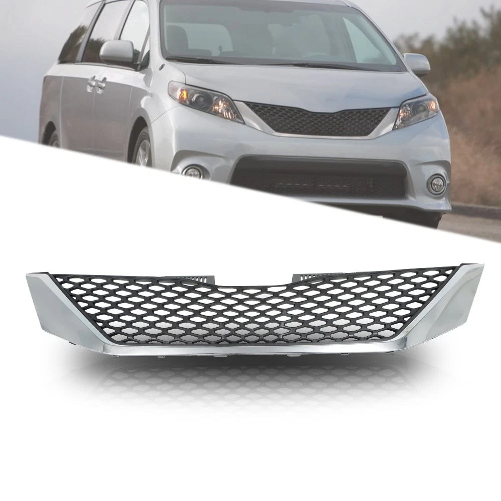 Front Grille Bumper for Toyota Sienna (2011–2017) Chrome Black Trim