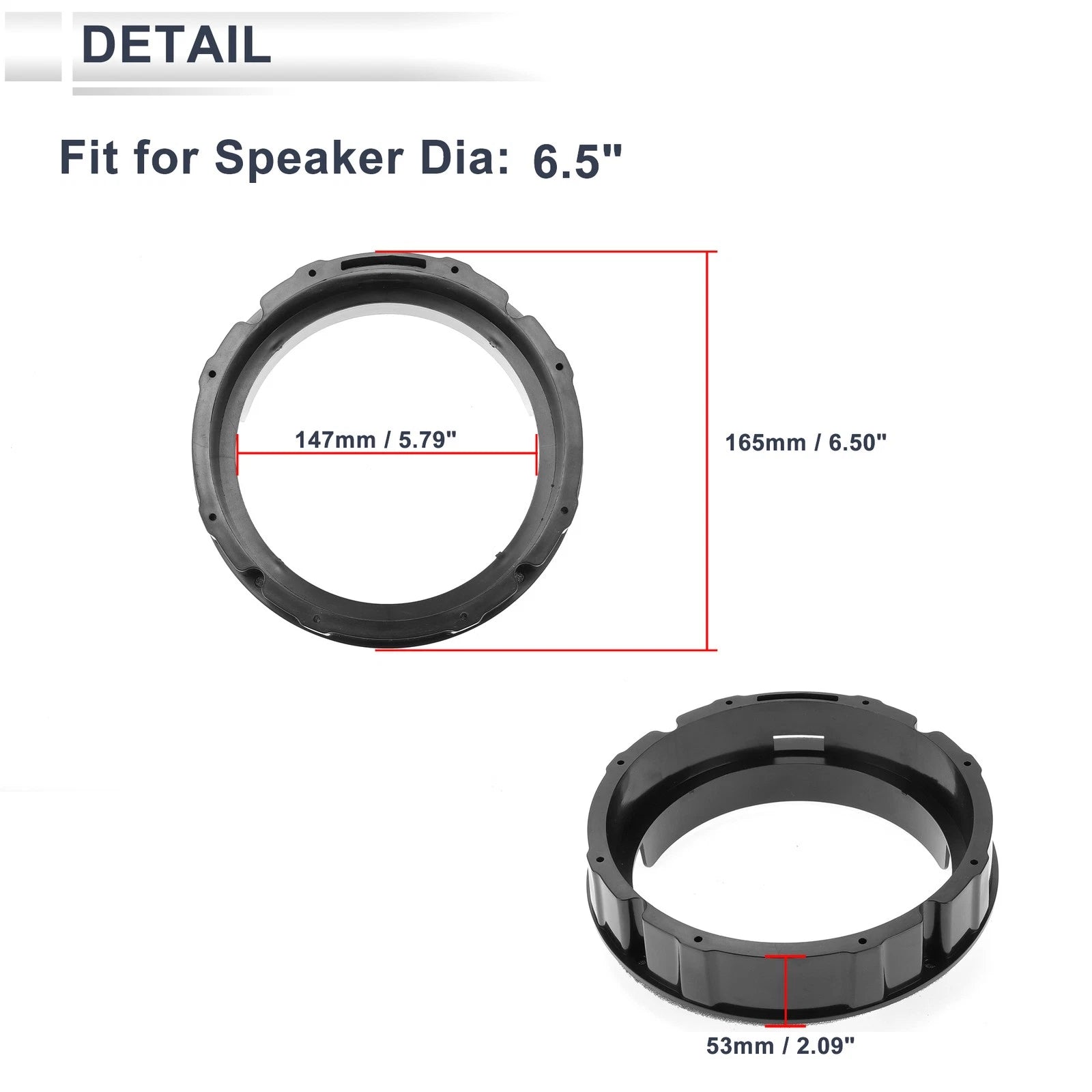 Set of 2 Speaker Spacer Rings for Volkswagen 6.5" Tweeter