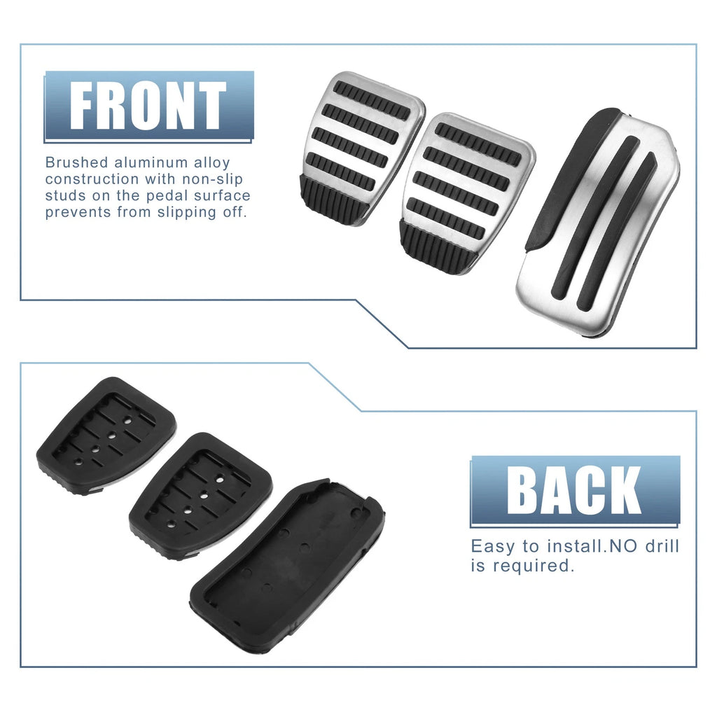 3pcs Accelerator & Brake Pedal Cover Set for Nissan Juke Leaf (2011–2018)