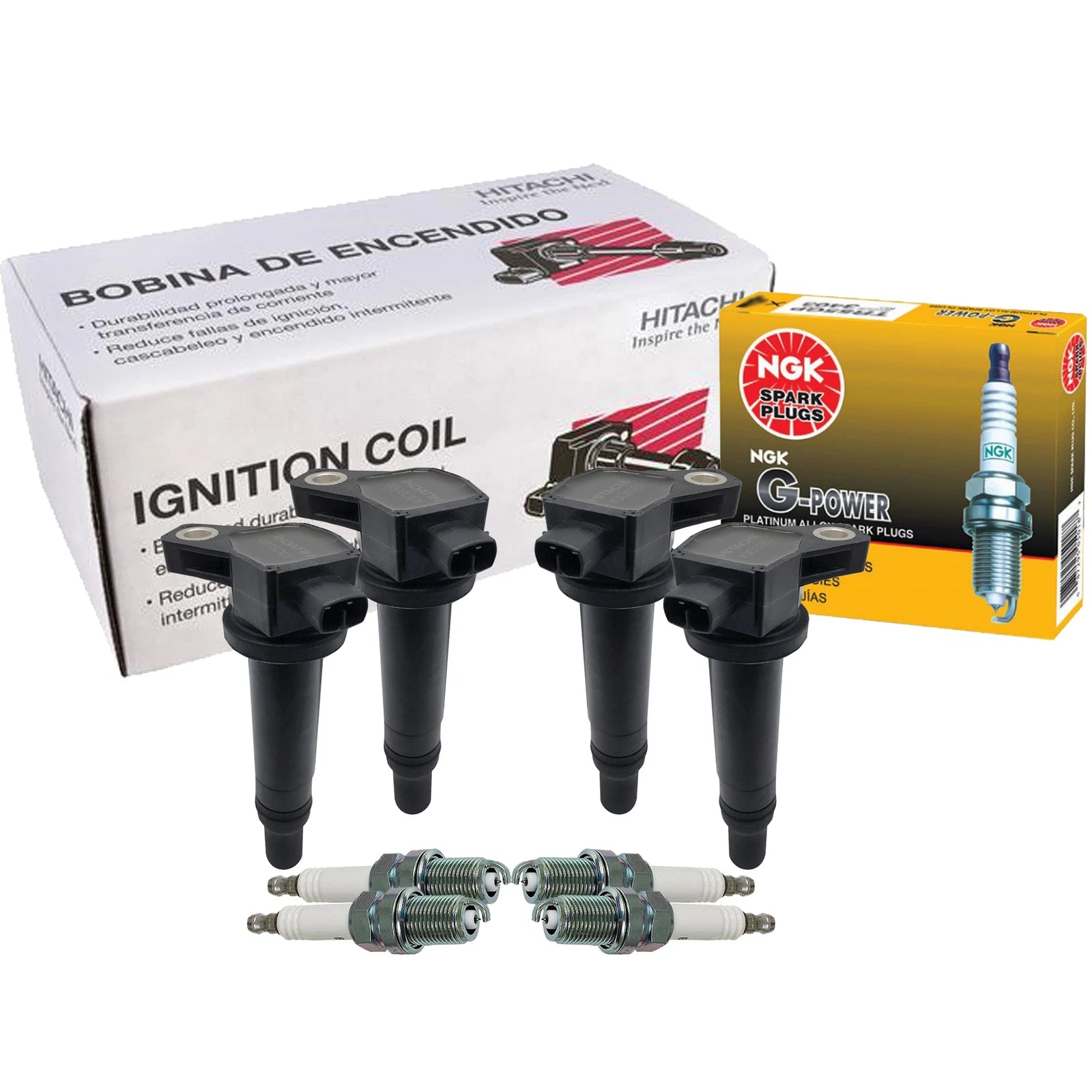 Set of 4 Ignition Coils & Spark Plugs for Hyundai Accent, Kia Rio5 (2006–2011)