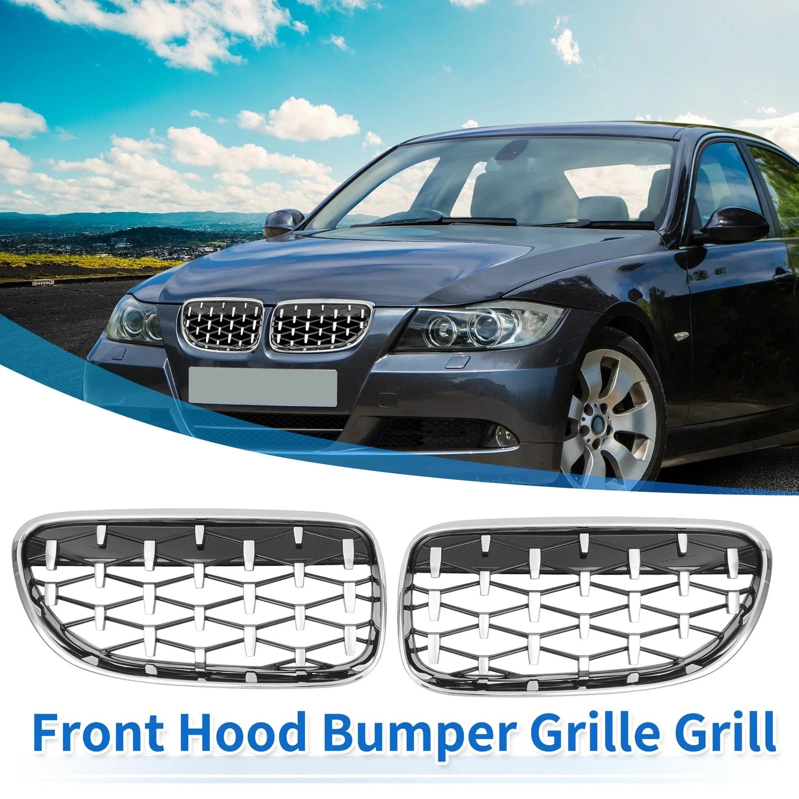 Front Hood Bumper Grille Grill 1 Pair for BMW 335is 328i xDrive (2010 - 2013)