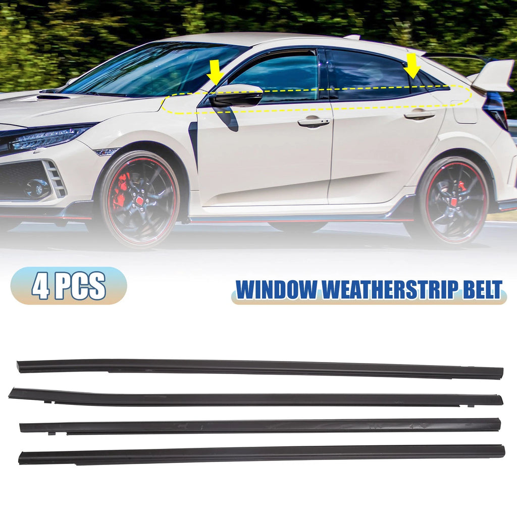 Set of 4 Window Seal Weatherstrip Trim for Honda Civic Sedan (2016–2019)
