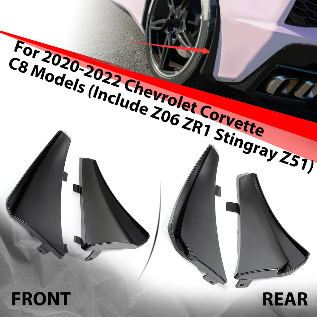 Set of 2 Mud Flaps for Corvette C8 (2020–2025) - XL Extended Black