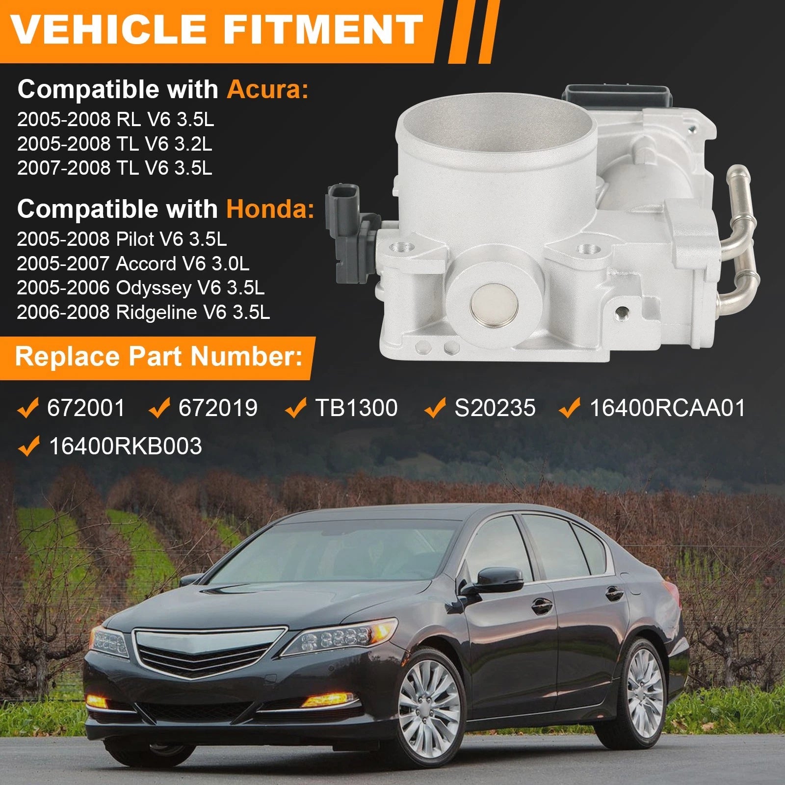 Throttle Body for Honda Odyssey Pilot TL RL Accord (1995-2008)