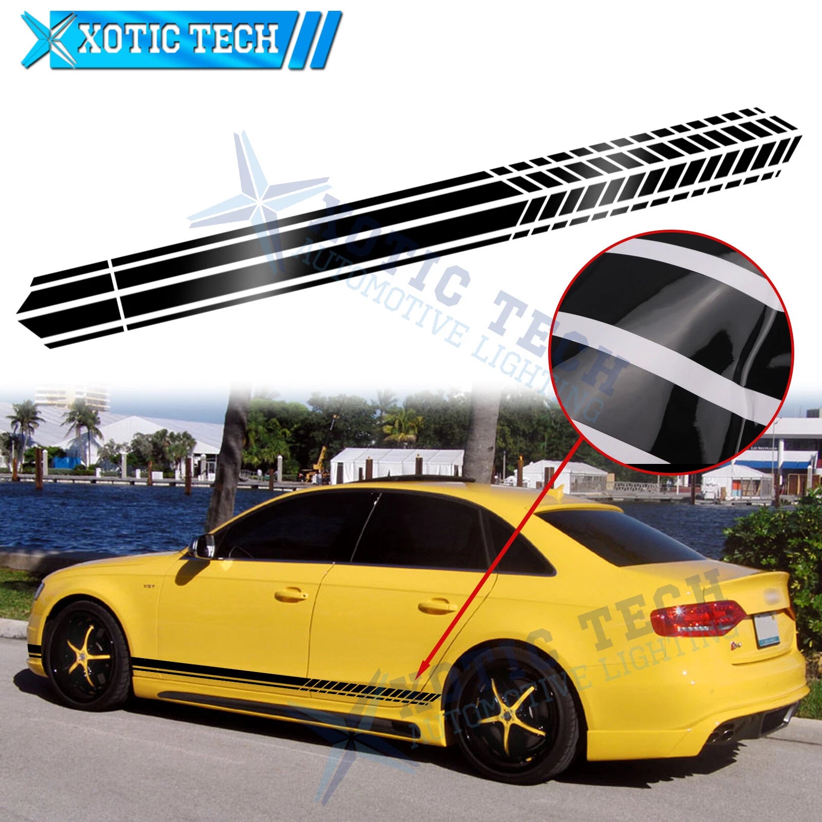 2Pcs 86 Inch Auto Side Body Fender Racing Style Vinyl Graphics for Audi (2017–2018)