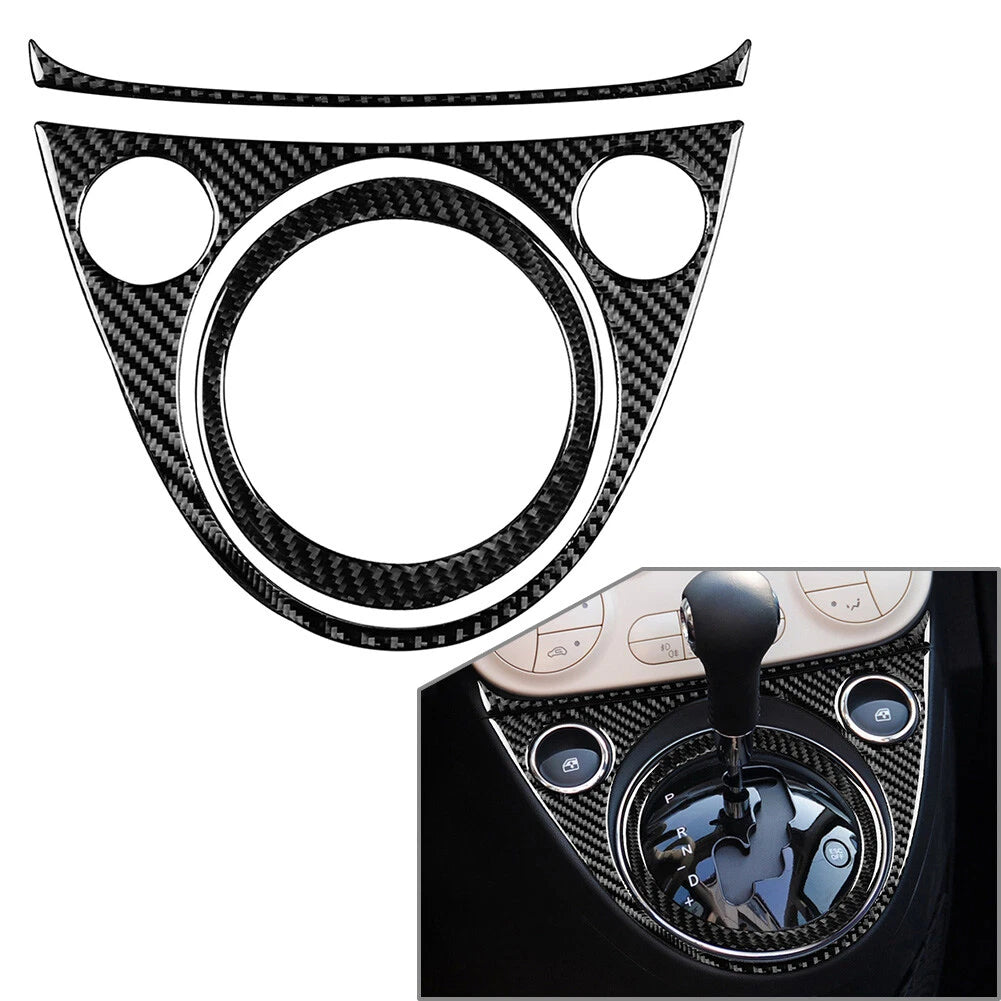 Carbon Fiber Gear Shift Panel Cover Trim for Fiat 500 (2012–2015)