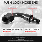 8AN to 1/2" Barb 90 Degree Push Lock Hose End Fittings T6061 (Universal)