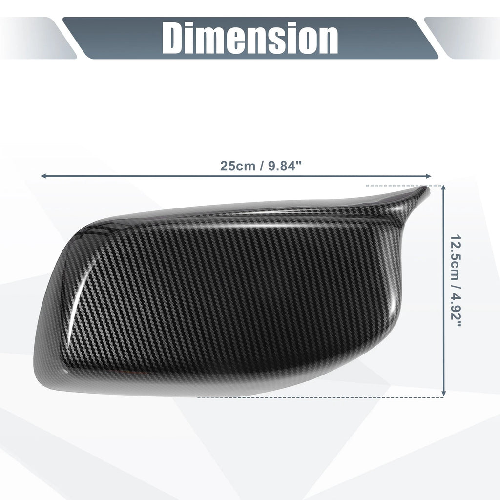 Pair Rearview Mirror Cover Cap Black Carbon Fiber for BMW 5 Series (2011–2017)