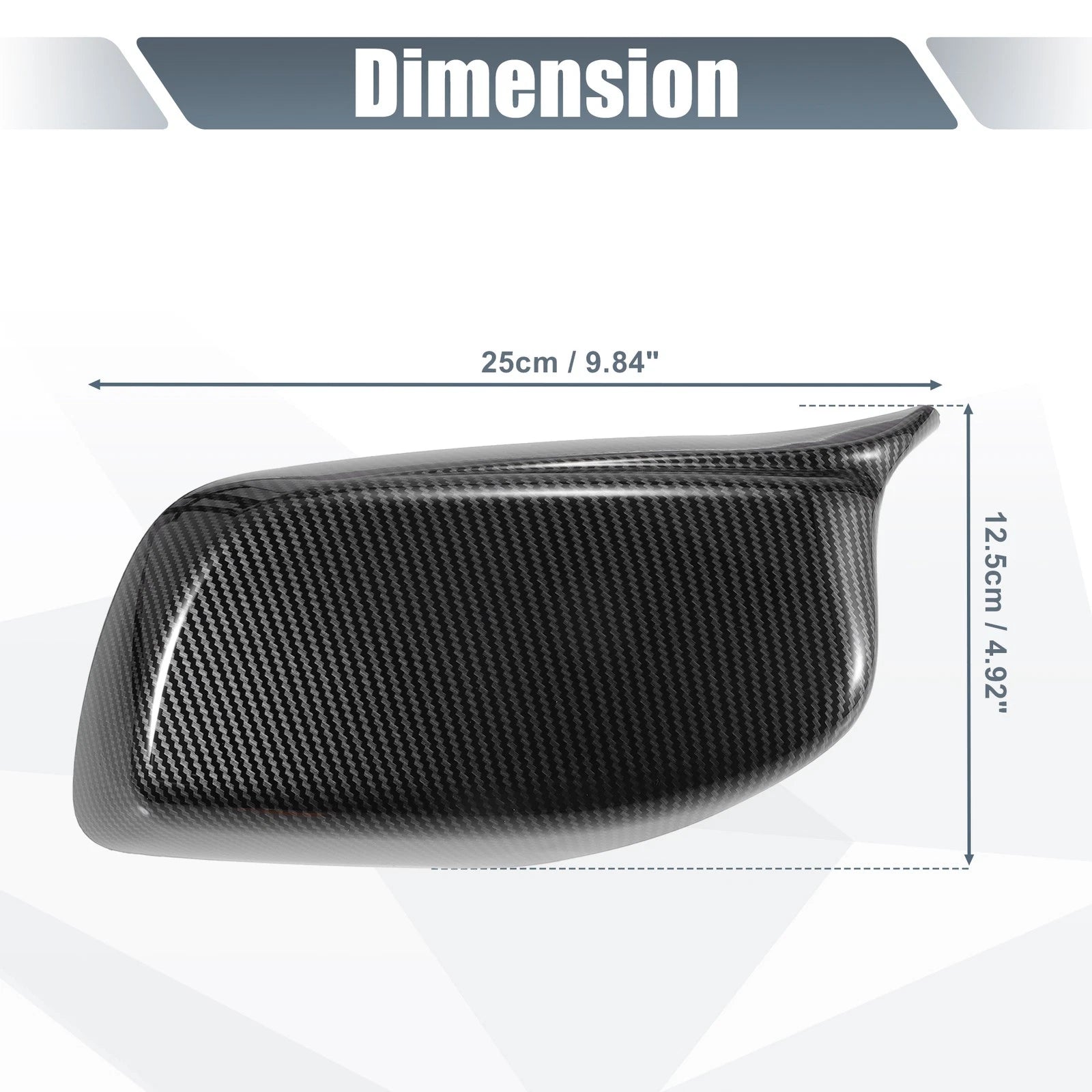 Pair Rearview Mirror Cover Cap Black Carbon Fiber for BMW 5 Series (2011–2017)