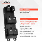 Driver Side Main Door Window Switch for Subaru Outback (2013–2016)
