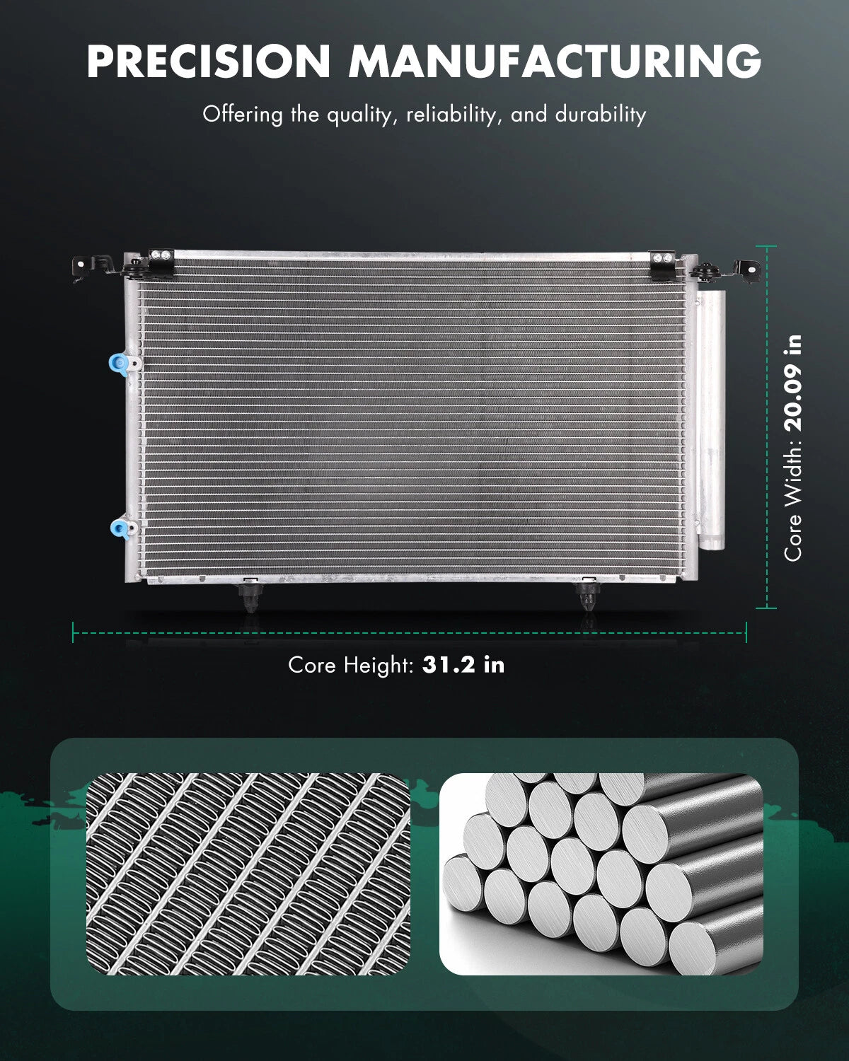 Aluminum Condenser for Toyota Solara (2006–2008) & Camry (2002–2006) 2.4L 3.0L