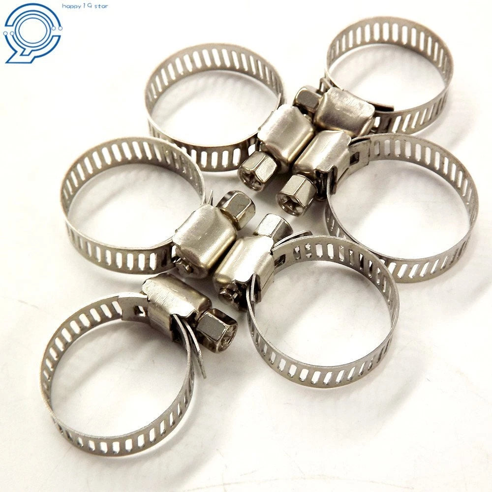 Set of 50 Stainless Steel Hose Clamps for Fuel Line (Adjustable)
