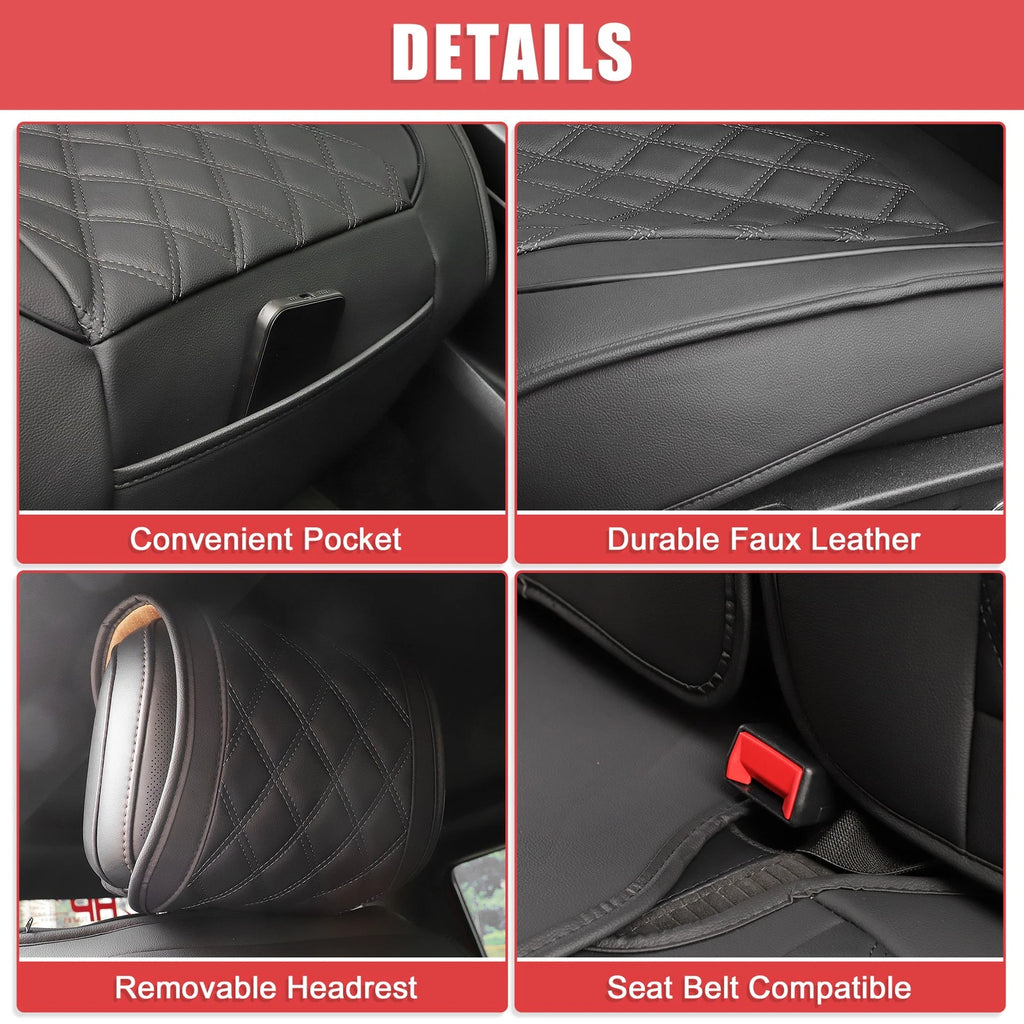 Set of 5 Front Rear Seat Covers for Ford F-150 Crew Cab (2009–2023) Black Red