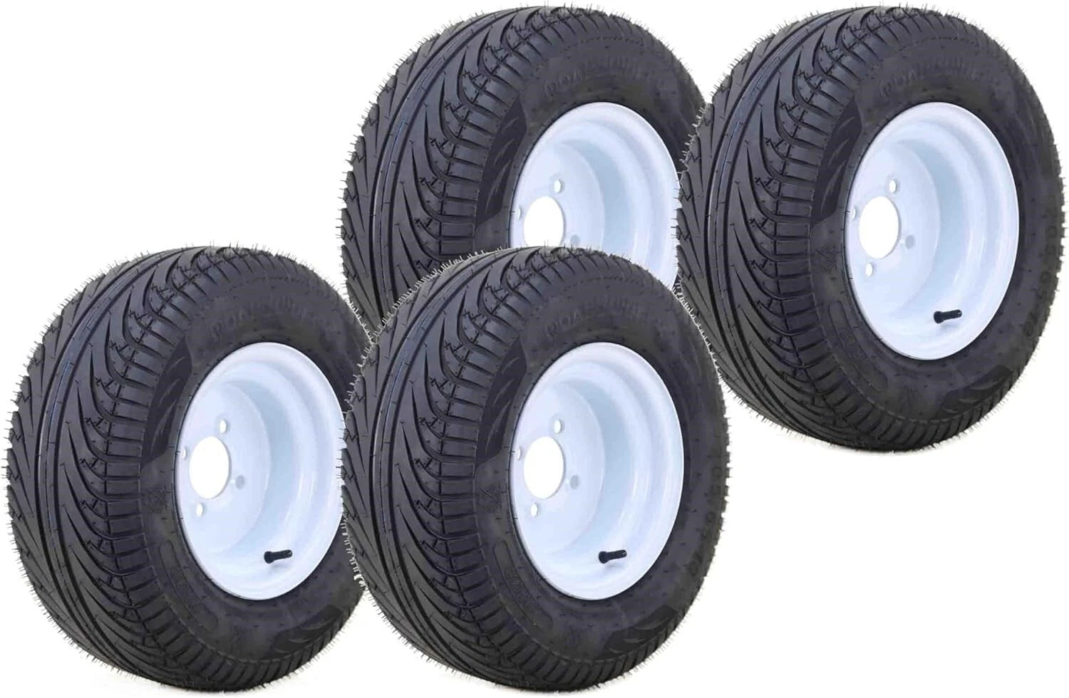 Set of 4 Golf Cart Tire Rims 205/65-10 White Wheel 4 Lugs (14040)