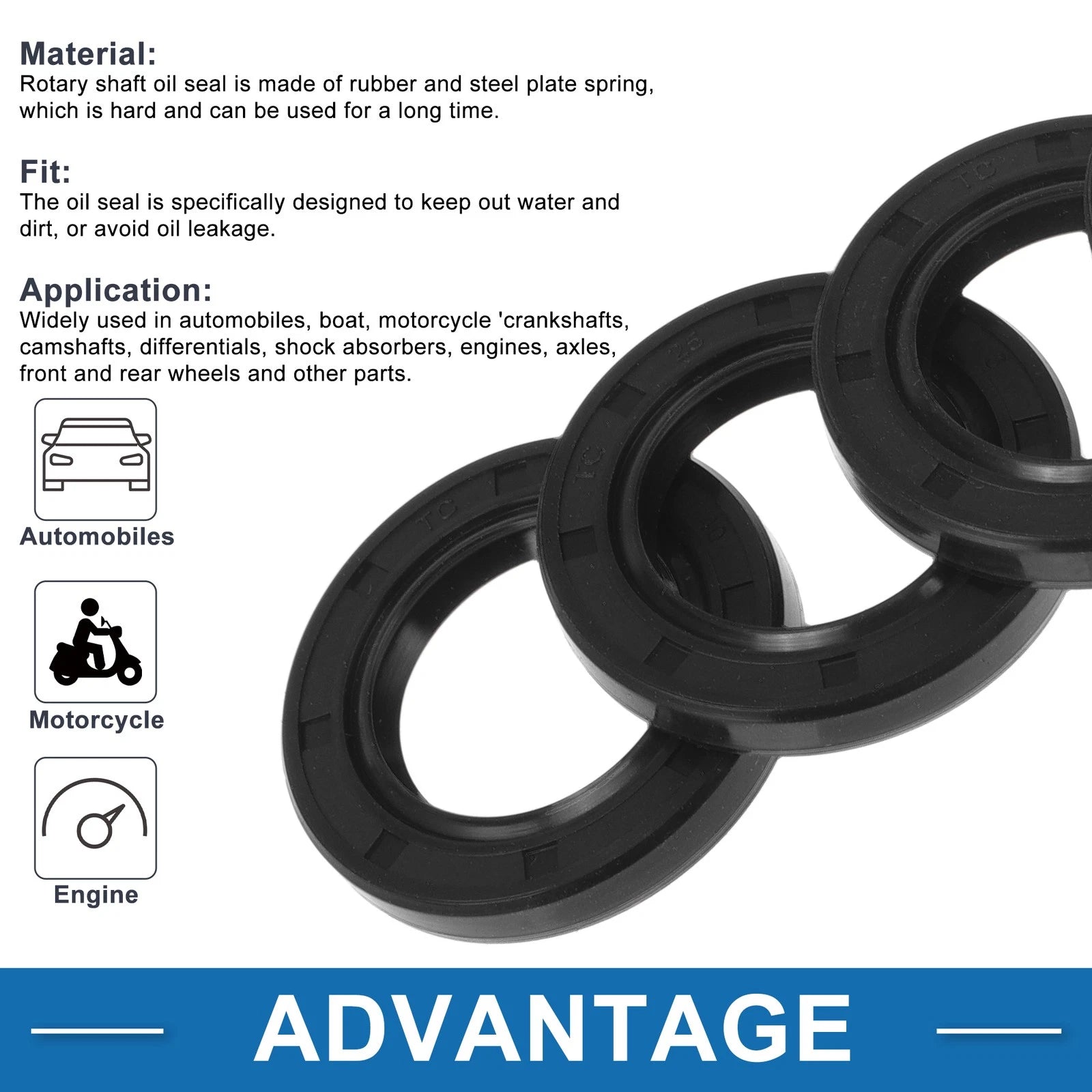 Set of 5 Oil Seal Rotary Shaft Seal 25x40x6mm Nitrile Rubber for Various Models