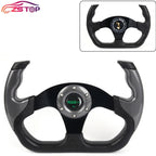 Universal 6 Hole 13" Flat Drift Racing Steering Wheel with Horn Button
