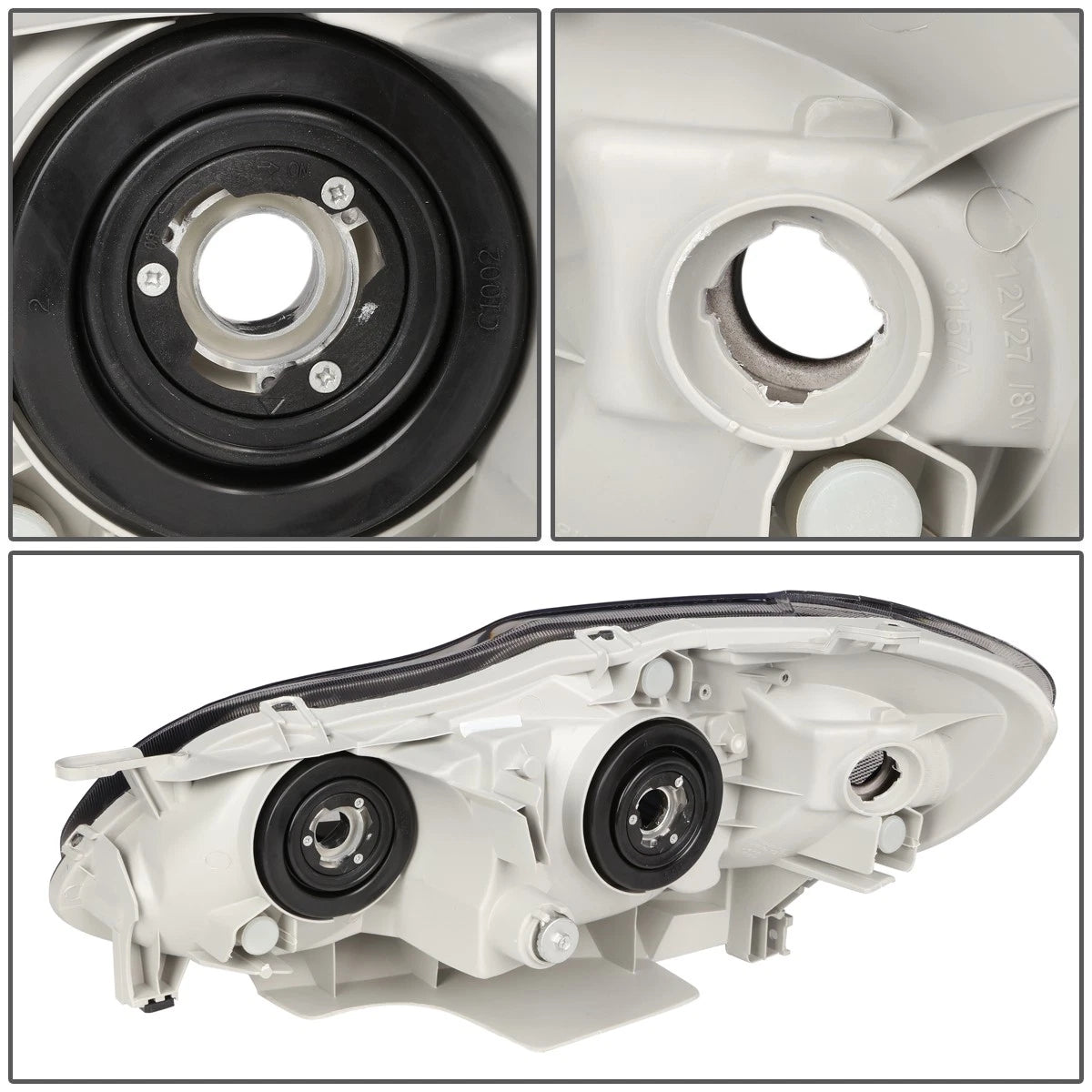 Pair of Black Housing Amber Side Headlights for Toyota Corolla (2003–2008)