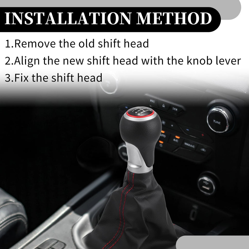 6 Speed Manual Shift Knob with Boot Cover for Audi A6 (2004–2008) Black Plastic